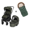 Set kočík Move Cross 3 + Hlboká korba XL 3 + darček fusak Fluffy Combi v hodnote 87,90 Eur, Hunter Green